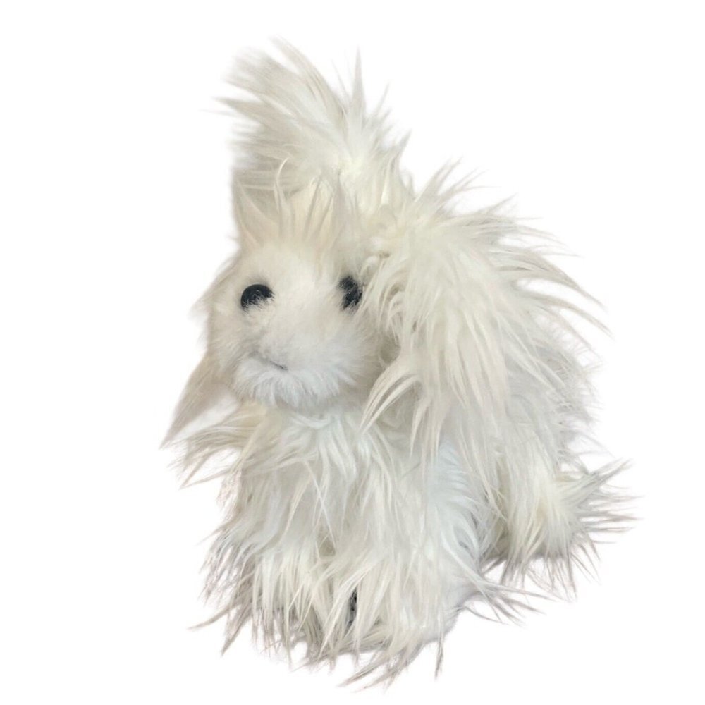 Battat White Yorkie 10” Fluffy Puppy Dog Plush Stuffed Long Hair Pink Bow